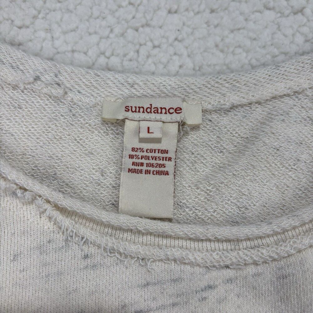 Sundance Cream Oatmeal Sweater Peplum Ruffle Sweatshirt Size L Heathered Layered - Picture 3 of 6